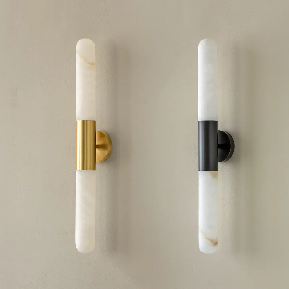 Cylindrical Slim Wall Light in alabaster for Hallway by AUVIELIGHT