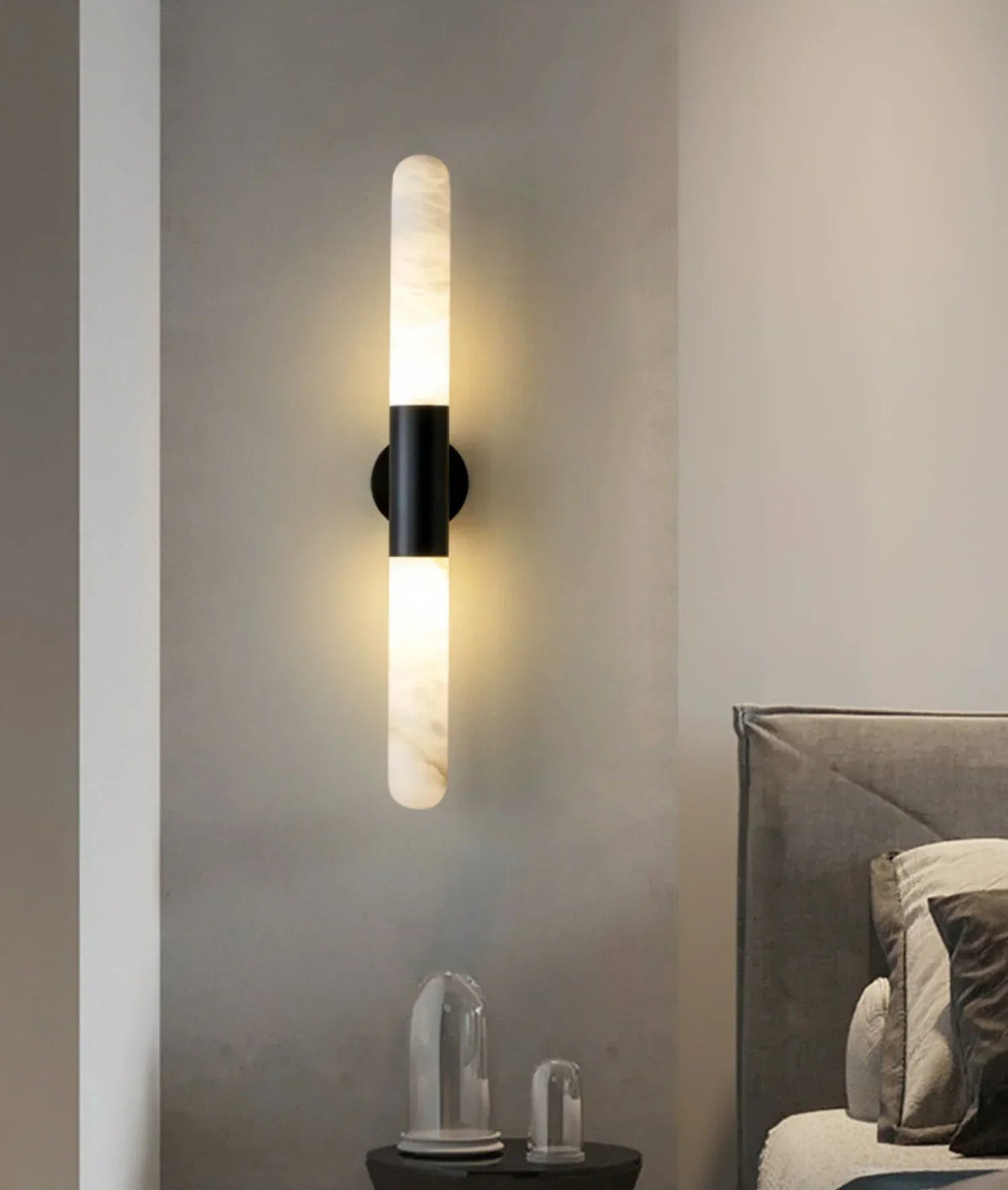 Cylindrical Slim Wall Light in alabaster for Hallway by AUVIELIGHT