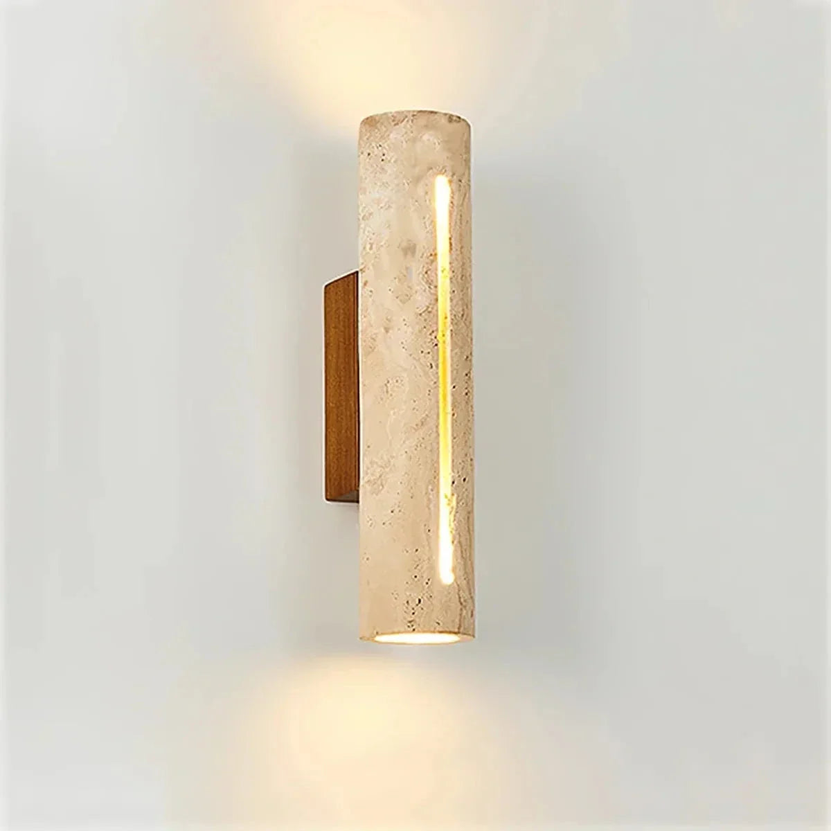 Cylindrical Wall Light in travertine for Hallway by AUVIELIGHT