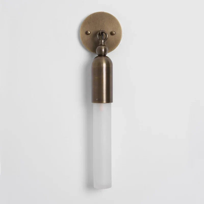 Cylindrical Wall Light in frosted for Hallway by AUVIELIGHT, D 12.5cm x H 51cm / ∅ 4.9″ x H 20.1″ / Vibration Brushed Bronze & Opaque / Opaque