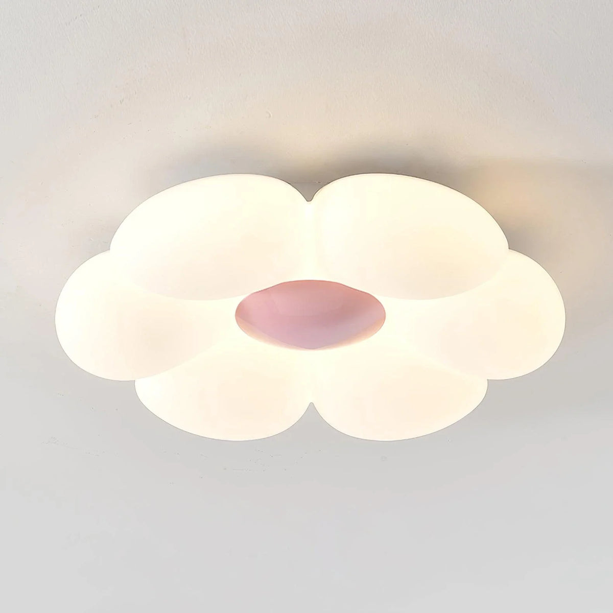 Daisy Flower Flush Mount for Low Ceilings by AUVIELIGHT, ∅ 19.7" x H 4.7"/ Dia 50cm x H 12cm / Pink / Warm Light