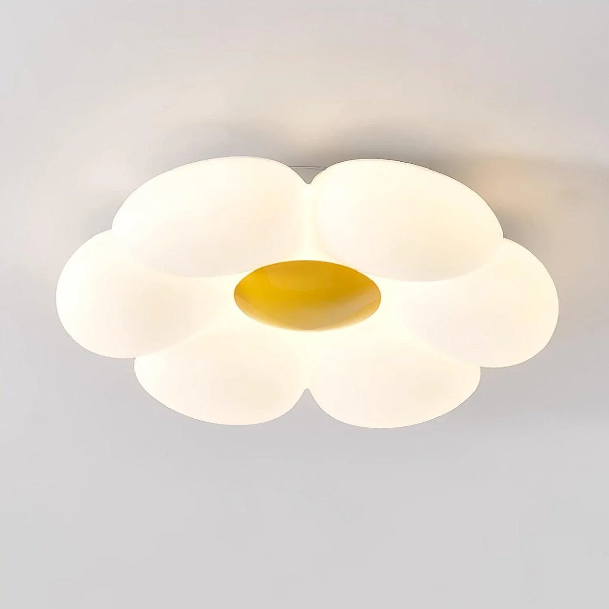 Daisy Flower Flush Mount for Low Ceilings by AUVIELIGHT, ∅ 19.7" x H 4.7"/ Dia 50cm x H 12cm / Yellow / Warm Light