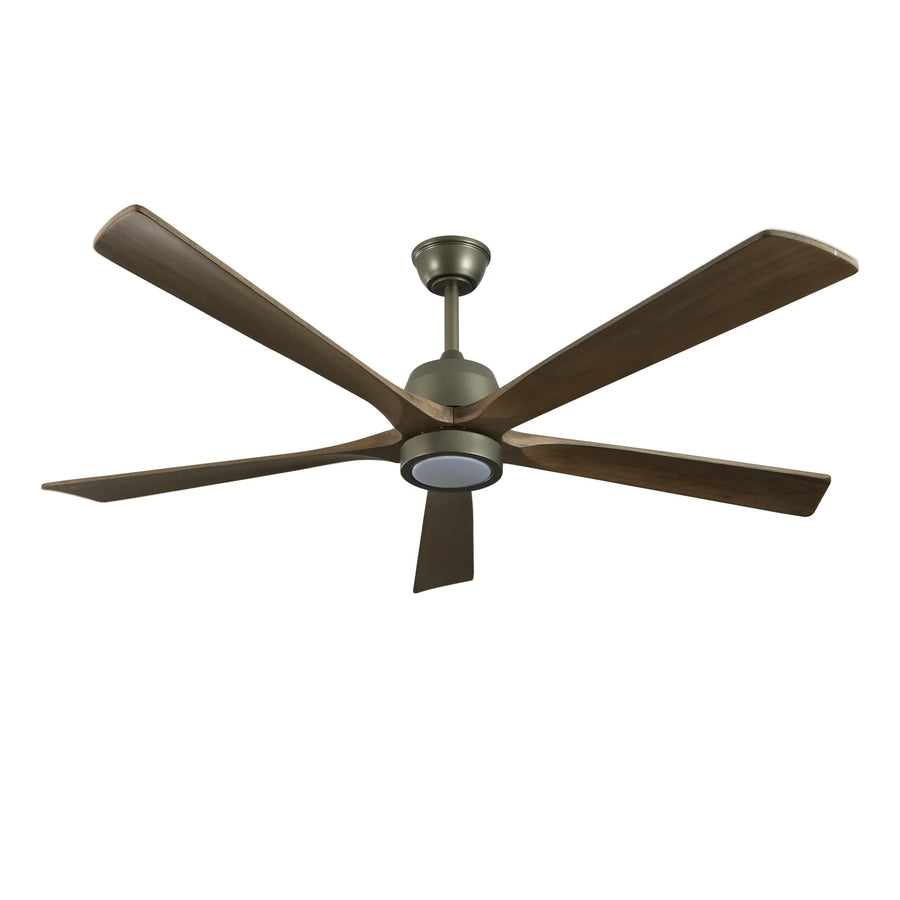Dark Streamline Ceiling Fan Light in walnut for Living Room by AUVIELIGHT, ∅ 60″ x H 12″ / Dark Walnut & Bronze
