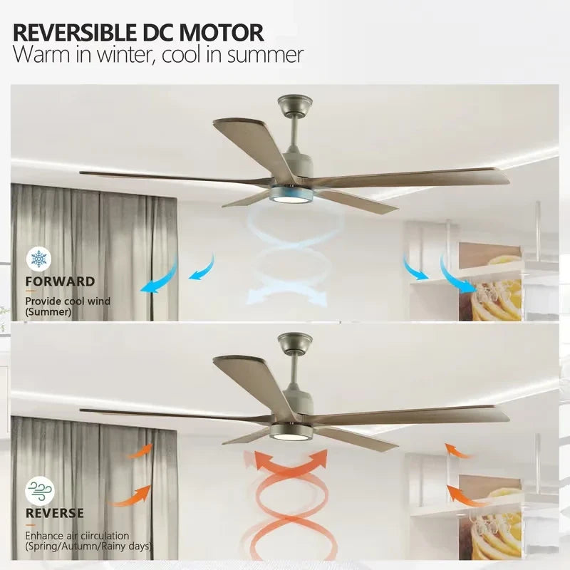 Dark Streamline Ceiling Fan Light in walnut for Living Room by AUVIELIGHT