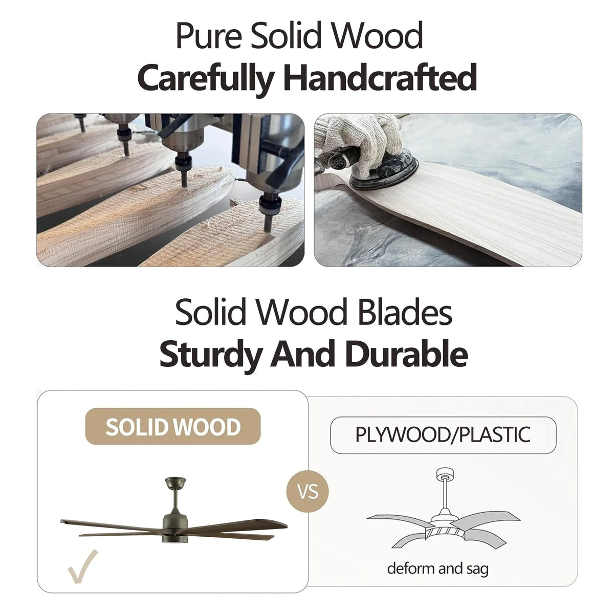 Dark Streamline Ceiling Fan Light in walnut for Living Room by AUVIELIGHT