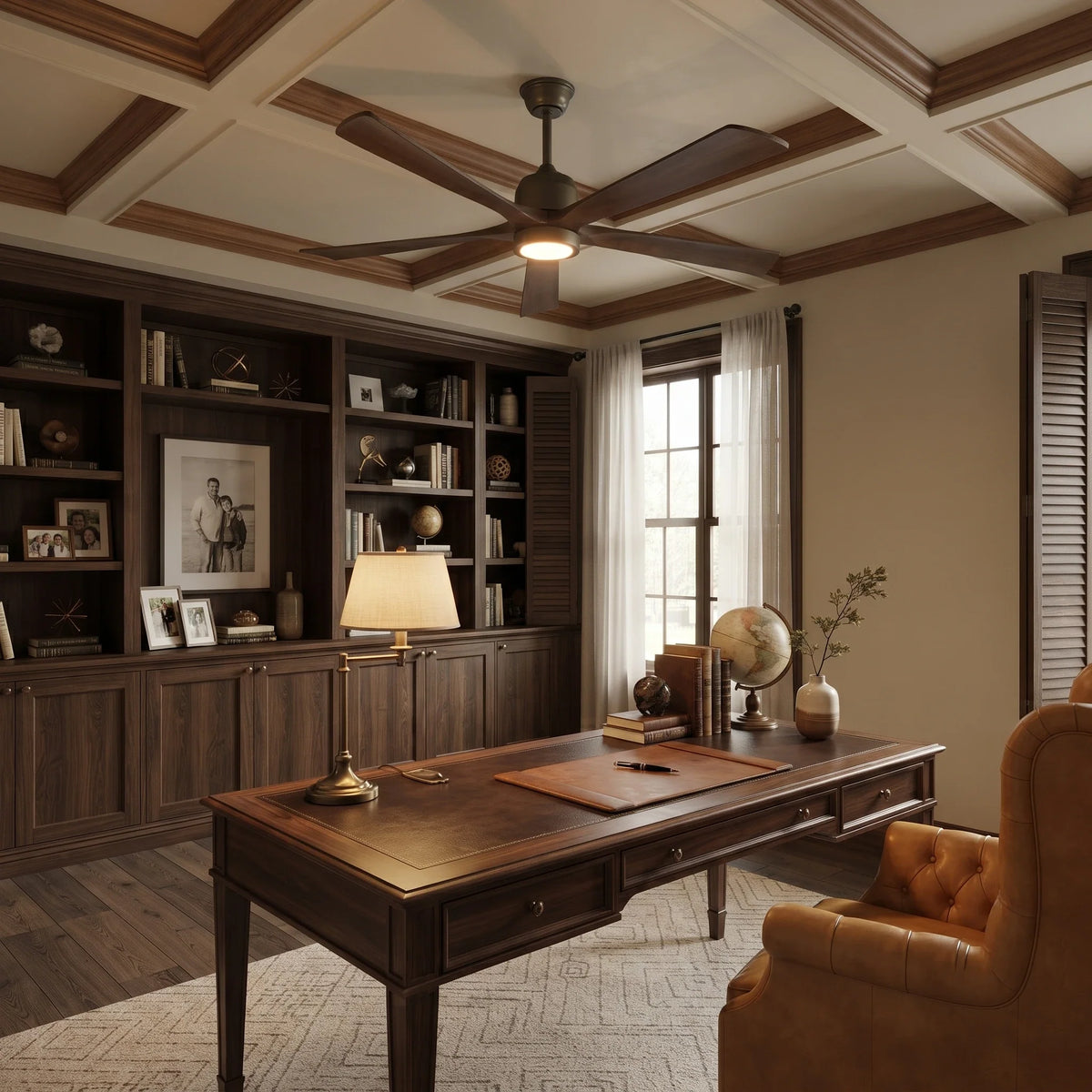 Dark Streamline Ceiling Fan Light in walnut for Living Room by AUVIELIGHT
