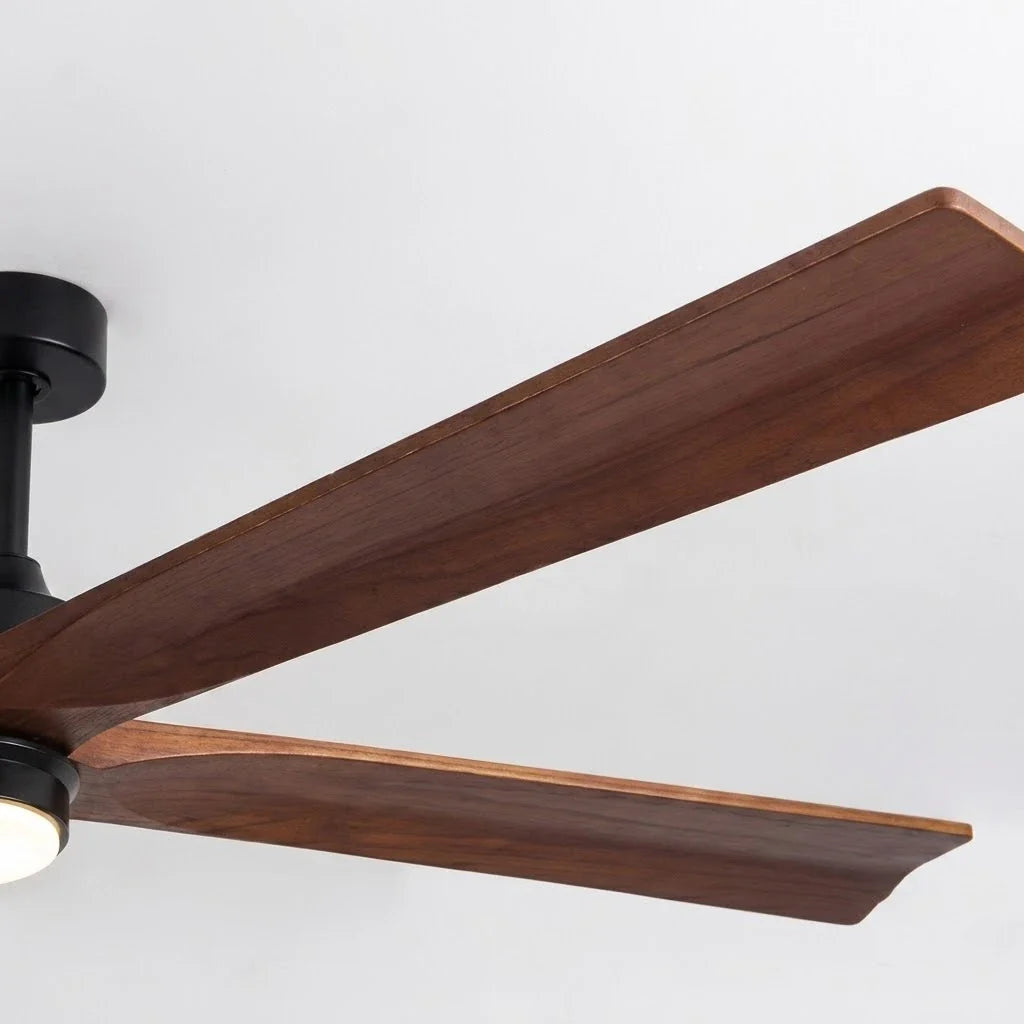 Dark Streamline Ceiling Fan Light in walnut for Living Room by AUVIELIGHT