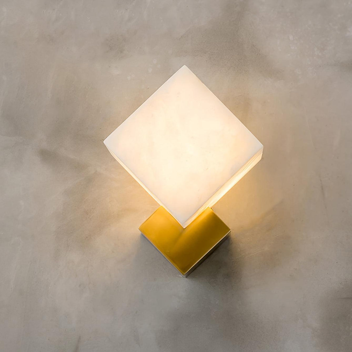 Diamond Wall Sconce in alabaster for Hallway by AUVIELIGHT, ∅ 3.1" x H 11.8" / Brass & White