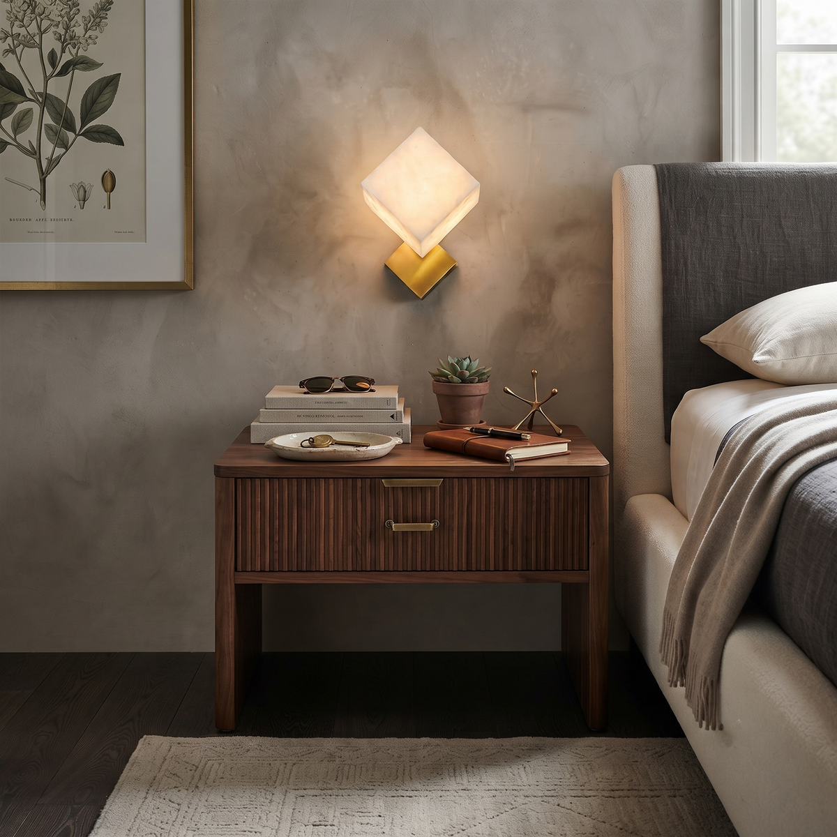 Diamond Wall Sconce in alabaster for Hallway by AUVIELIGHT