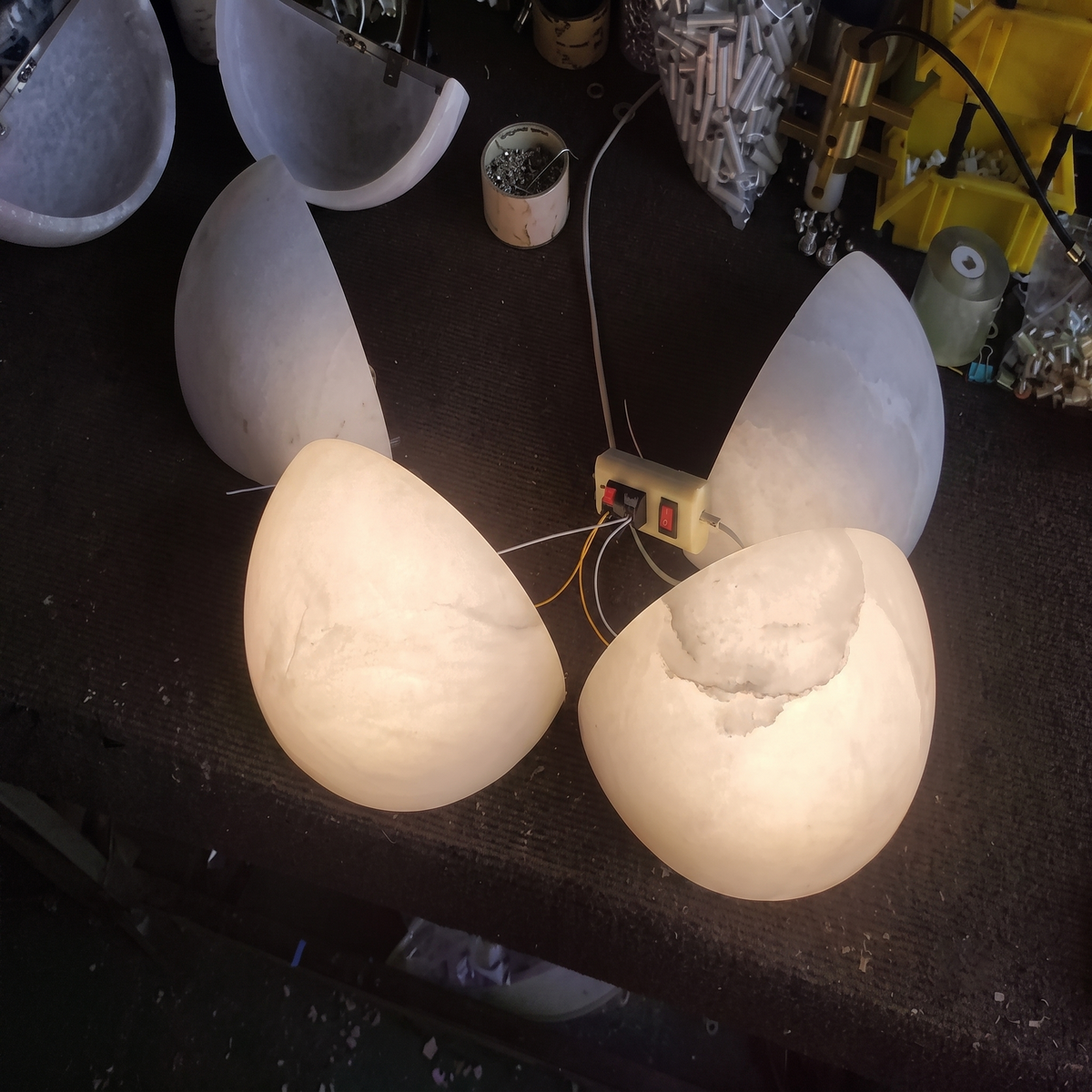Dolly Bowl Wall Sconce in alabaster for Hallway by AUVIELIGHT
