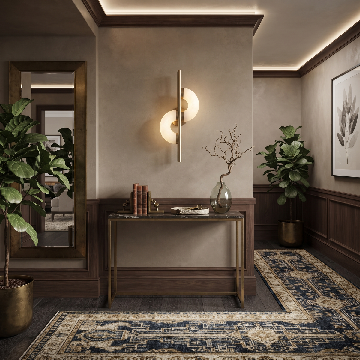 Dolly Geometric Wall Sconce in alabaster for Hallway by AUVIELIGHT
