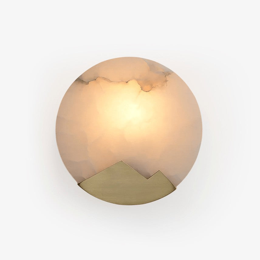 Dolly Wall Sconce in alabaster for Hallway by AUVIELIGHT, ∅ 7.9"x H 7.9" / Brass & White