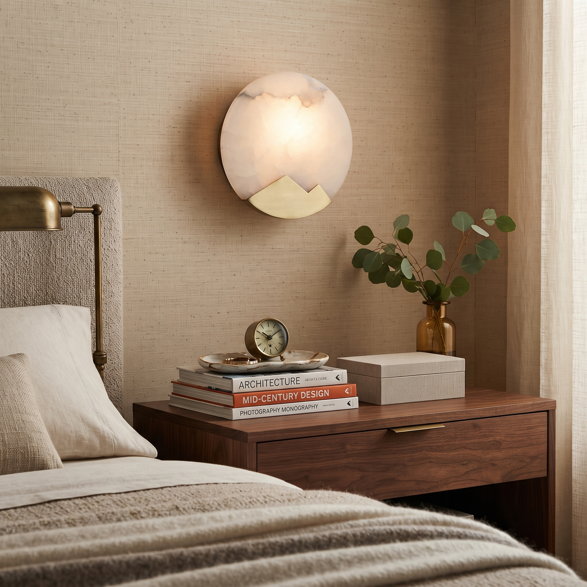 Dolly Wall Sconce in alabaster for Hallway by AUVIELIGHT