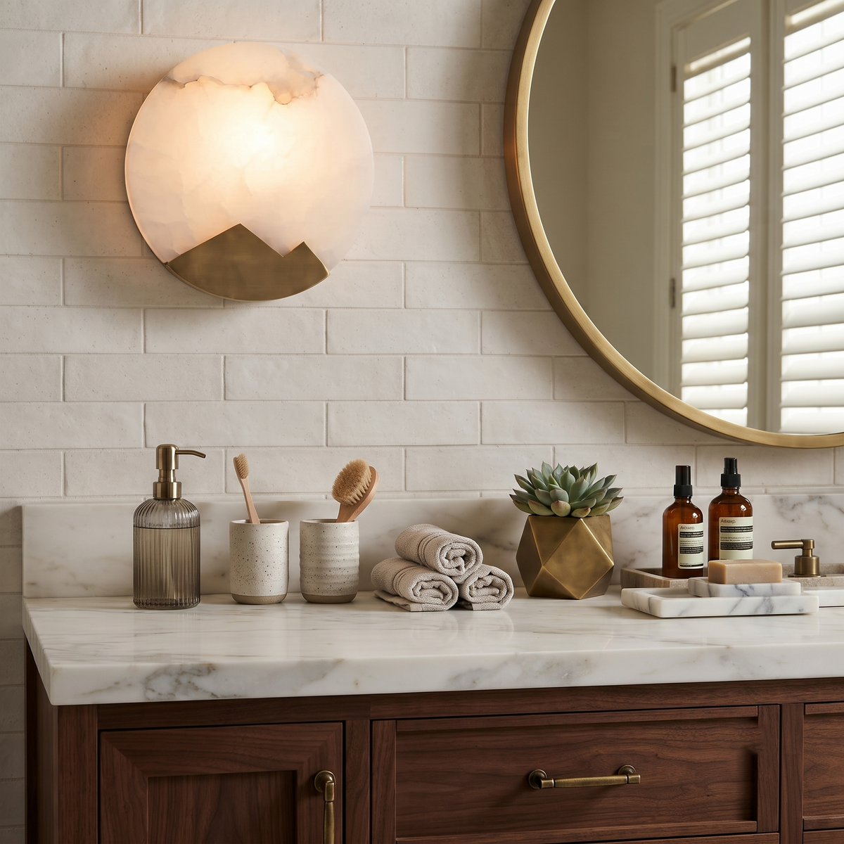 Dolly Wall Sconce in alabaster for Hallway by AUVIELIGHT