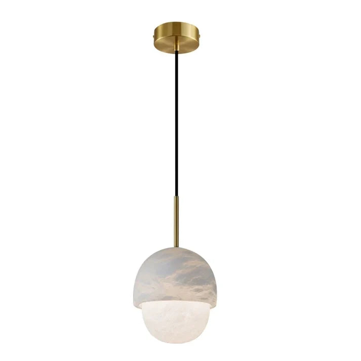 Cap Dome Pendant Light in alabaster for Kitchen Island by AUVIELIGHT, D 15cm x H 20cm / ∅ 5.9″ x H 7.9″ / White