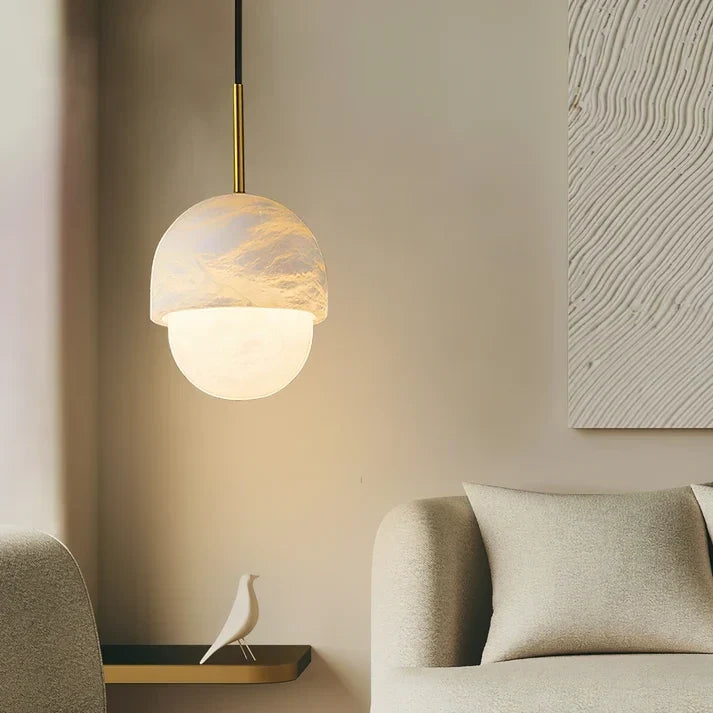 Cap Dome Pendant Light in alabaster for Kitchen Island by AUVIELIGHT