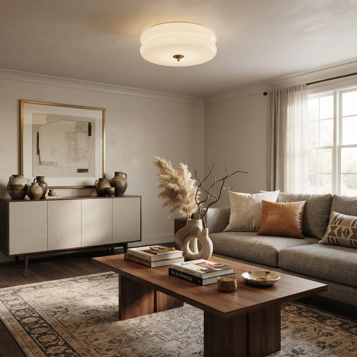 Disc Flush Mount in metal for Low Ceilings by AUVIELIGHT