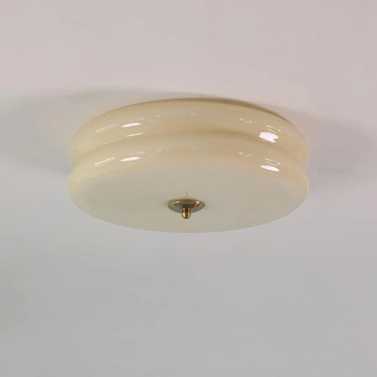 Disc Flush Mount in metal for Low Ceilings by AUVIELIGHT, ∅ 12.6" x H 5.1" / Dia 32cm x H 13cm / Gold+Beige and 1 other sizes