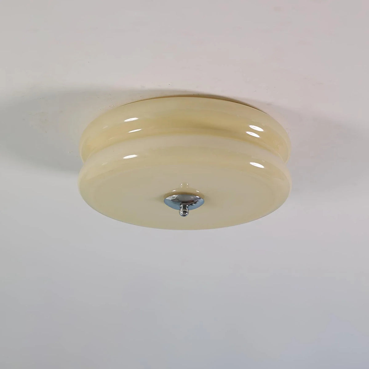 Disc Flush Mount in metal for Low Ceilings by AUVIELIGHT, ∅ 12.6" x H 5.1" / Dia 32cm x H 13cm / Chrome+Beige and 1 other sizes