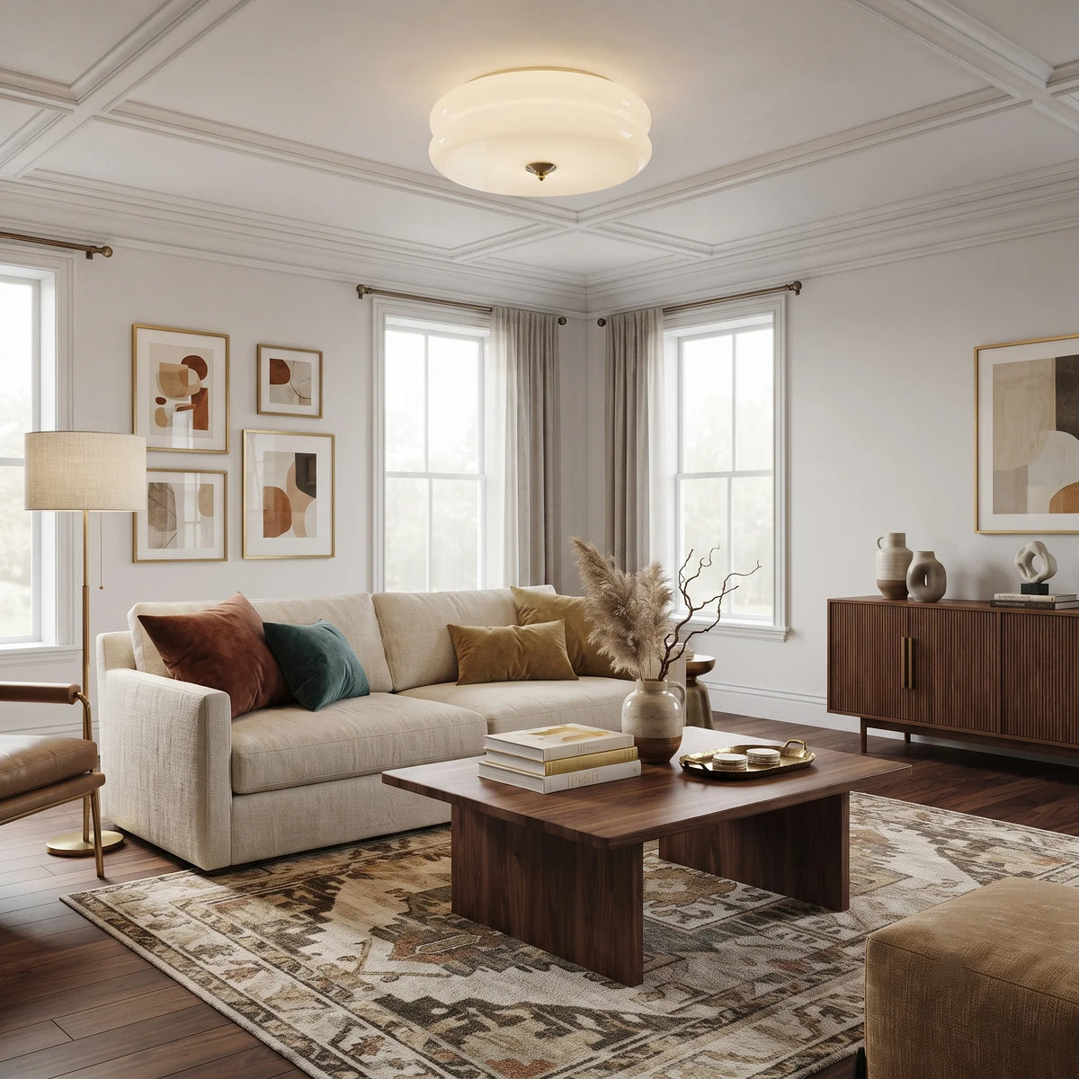 Disc Flush Mount in metal for Low Ceilings by AUVIELIGHT