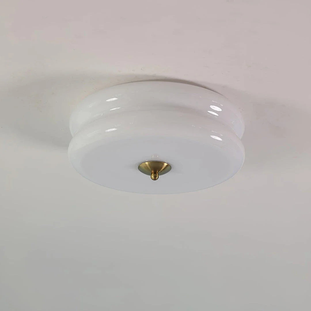 Disc Flush Mount in metal for Low Ceilings by AUVIELIGHT, ∅ 12.6" x H 5.1" / Dia 32cm x H 13cm / Gold+White and 1 other sizes