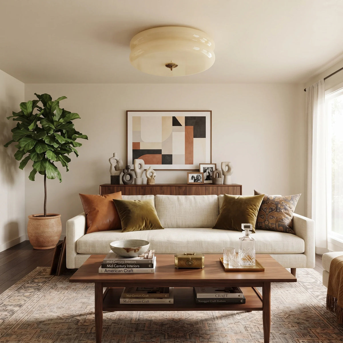 Disc Flush Mount in metal for Low Ceilings by AUVIELIGHT