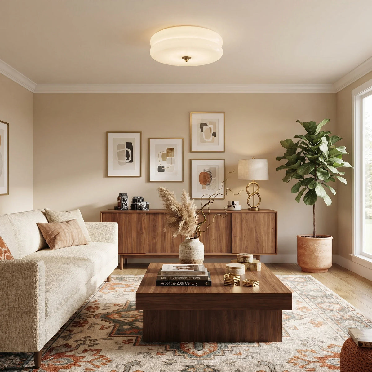 Disc Flush Mount in metal for Low Ceilings by AUVIELIGHT