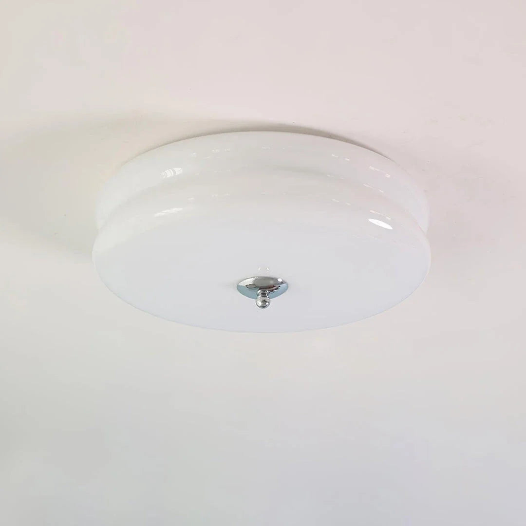 Disc Flush Mount in metal for Low Ceilings by AUVIELIGHT, ∅ 12.6" x H 5.1" / Dia 32cm x H 13cm / Chrome+White and 1 other sizes