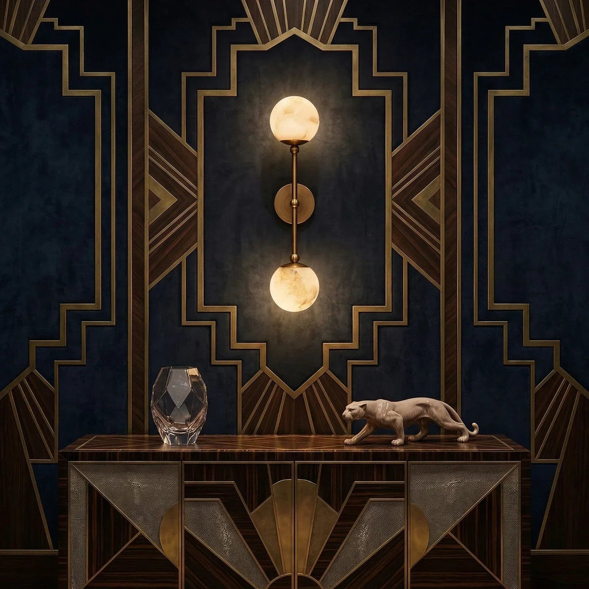 Globe Wall Sconce in alabaster for Hallway by AUVIELIGHT
