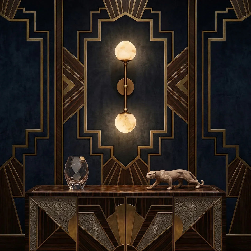 Globe Wall Sconce in alabaster for Hallway by AUVIELIGHT
