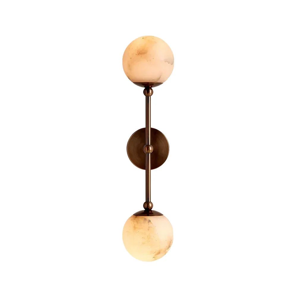 Globe Wall Sconce in alabaster for Hallway by AUVIELIGHT, Dia 12cm x H 60cm / ∅ 4.7″ x H 23.6″ / Gold & White