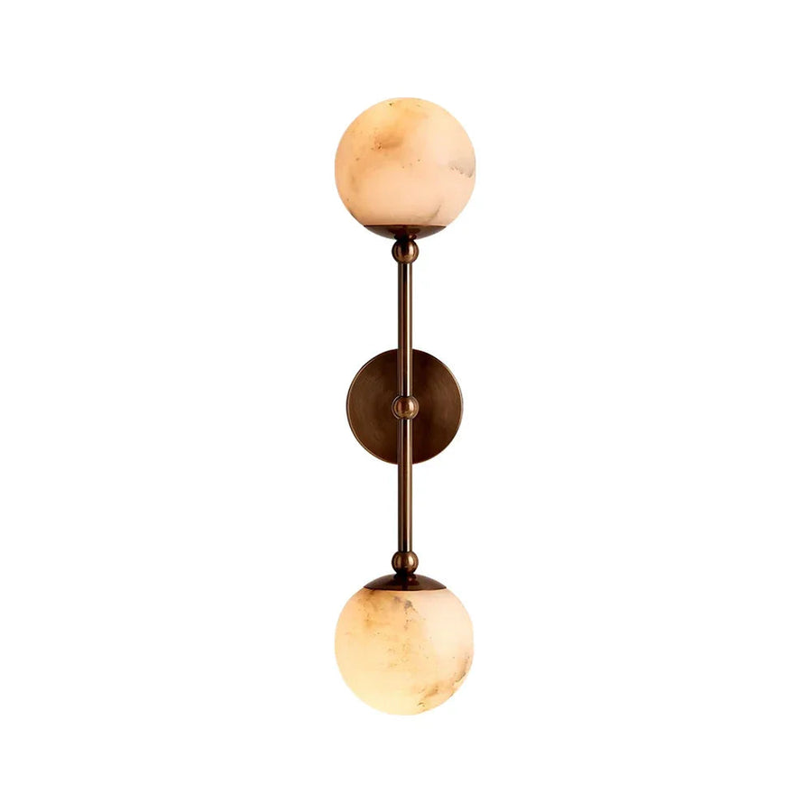 Globe Wall Sconce in alabaster for Hallway by AUVIELIGHT, Dia 12cm x H 60cm / ∅ 4.7″ x H 23.6″ / Gold & White