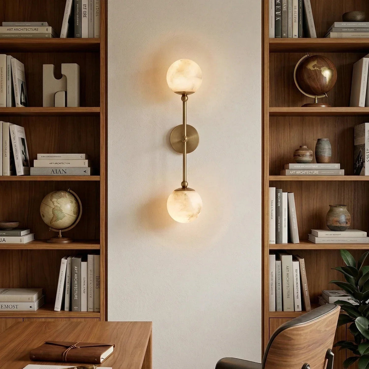Globe Wall Sconce in alabaster for Hallway by AUVIELIGHT