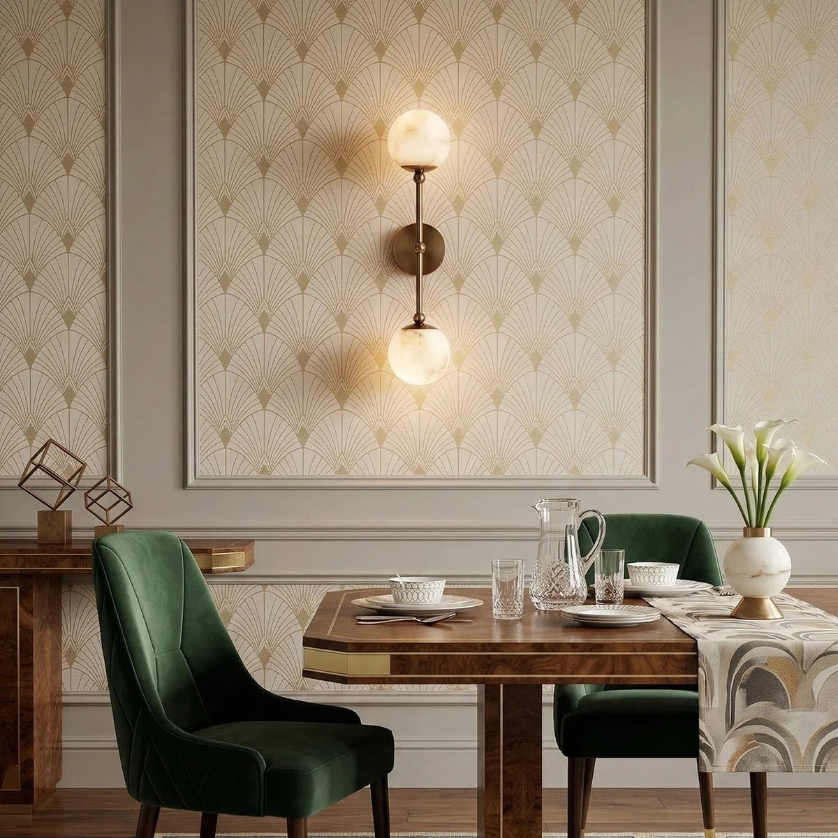 Globe Wall Sconce in alabaster for Hallway by AUVIELIGHT
