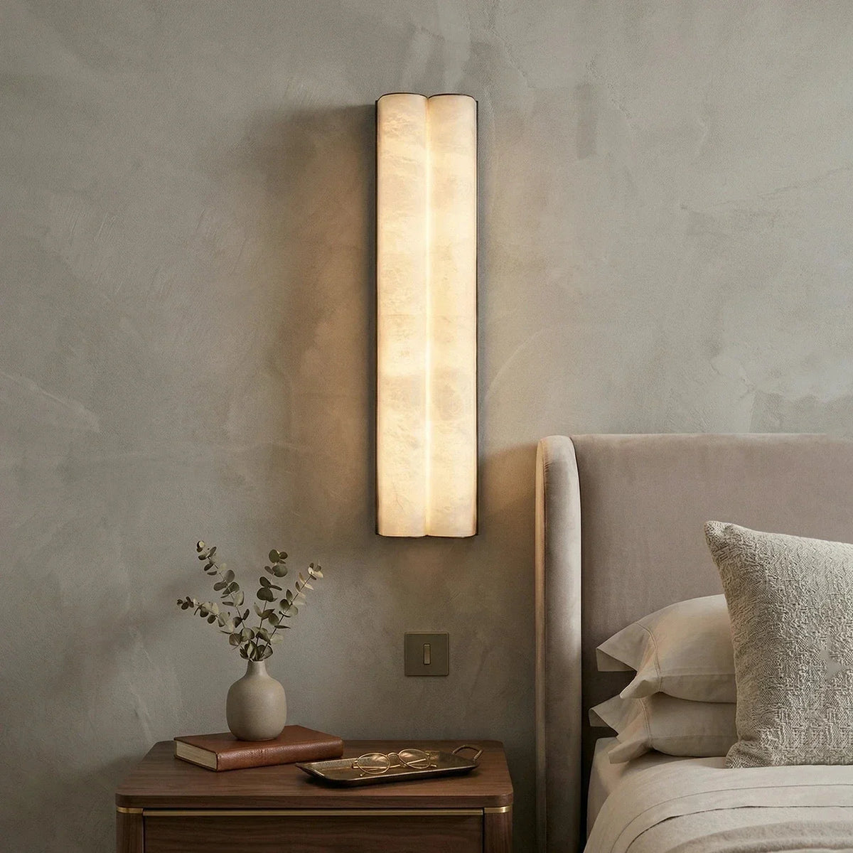 Tubular Cylinder Wall Sconce in alabaster for Hallway by AUVIELIGHT