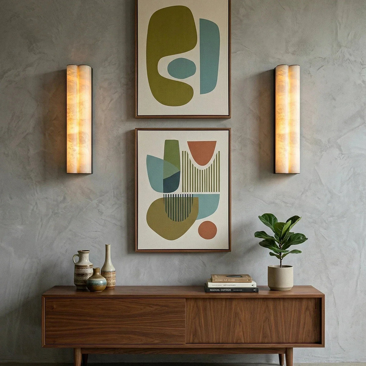 Tubular Cylinder Wall Sconce in alabaster for Hallway by AUVIELIGHT