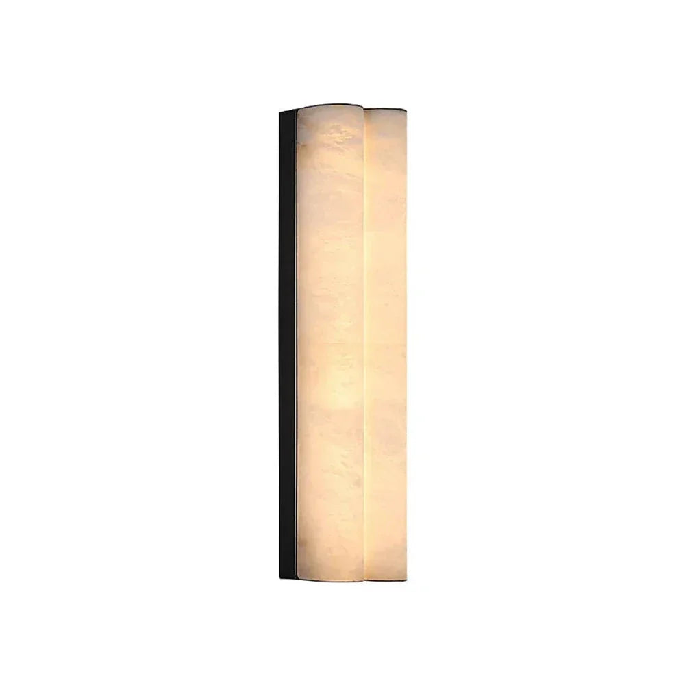 Tubular Cylinder Wall Sconce in alabaster for Hallway by AUVIELIGHT, L 10cm x W 6cm x H 30cm / L 3.9″ x W 2.3″ x H 11.8″ / Black & White / Warm