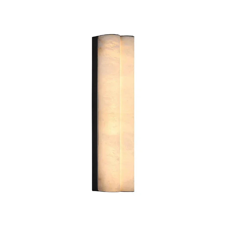 Tubular Cylinder Wall Sconce in alabaster for Hallway by AUVIELIGHT, L 10cm x W 6cm x H 30cm / L 3.9″ x W 2.3″ x H 11.8″ / Black & White / Warm