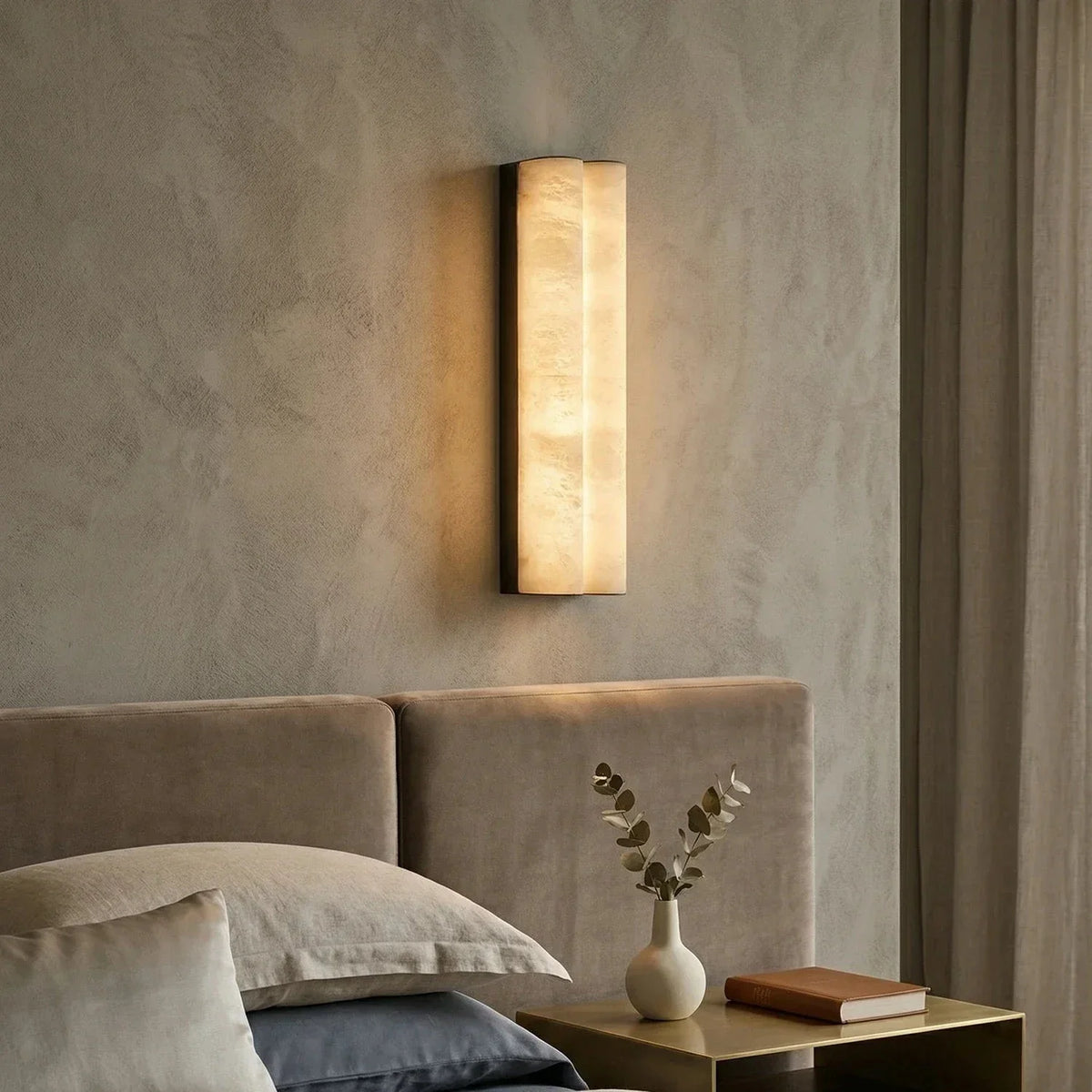 Tubular Cylinder Wall Sconce in alabaster for Hallway by AUVIELIGHT