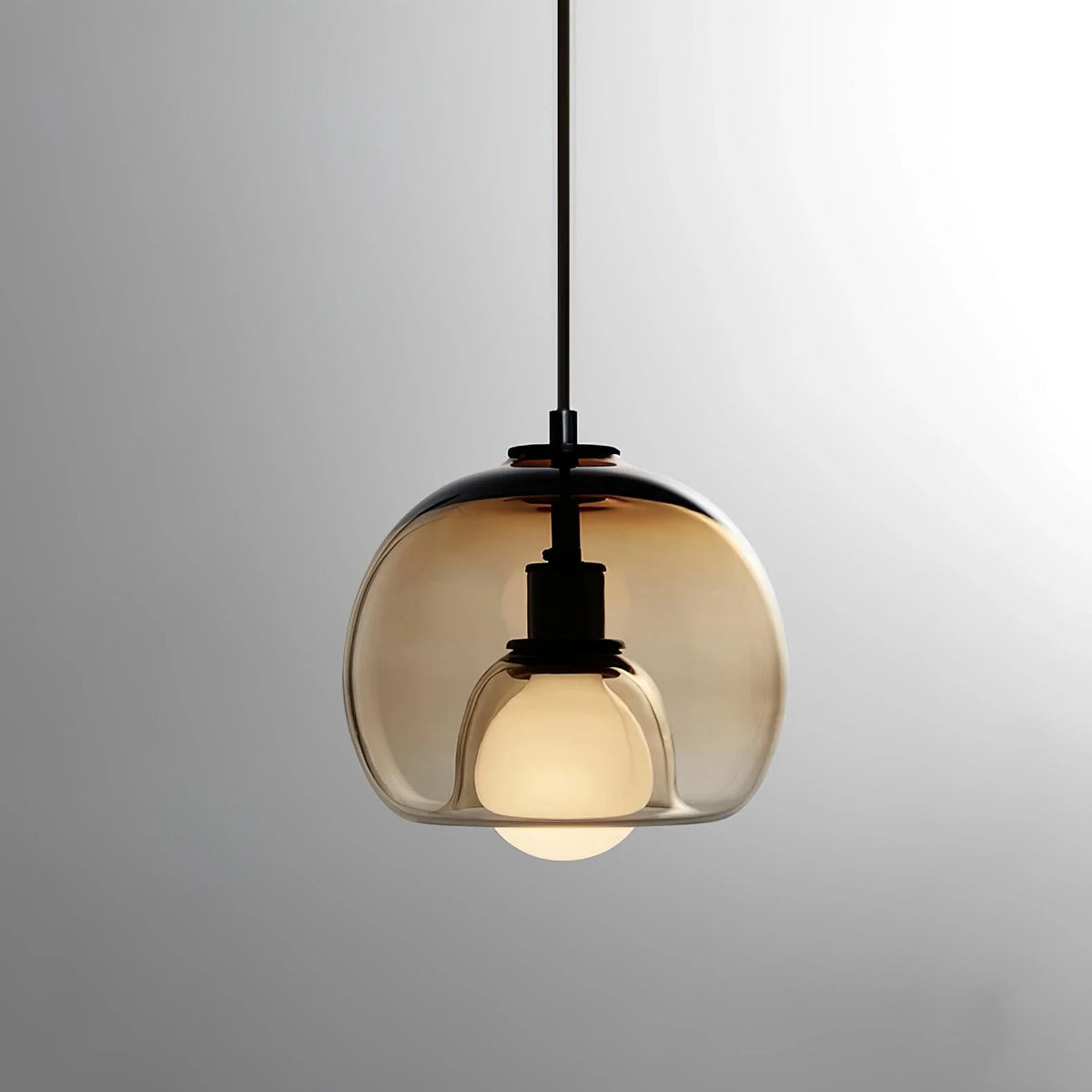 Layer Pendant Light in glass for Kitchen Island by AUVIELIGHT, ∅ 9.8" x H 7.9" / Dia 25cm x H 20cm / Cognac color