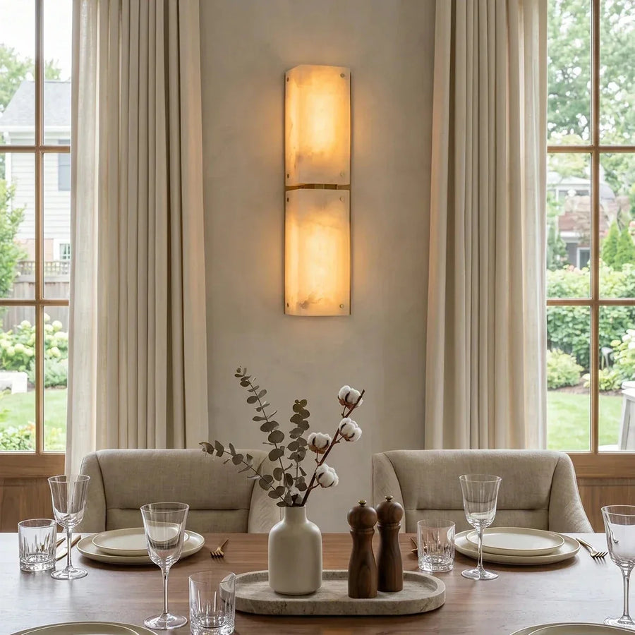 Aurelia Panel Wall Light in alabaster for Hallway by AUVIELIGHT