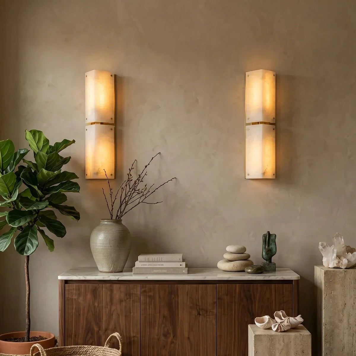 Aurelia Panel Wall Light in alabaster for Hallway by AUVIELIGHT