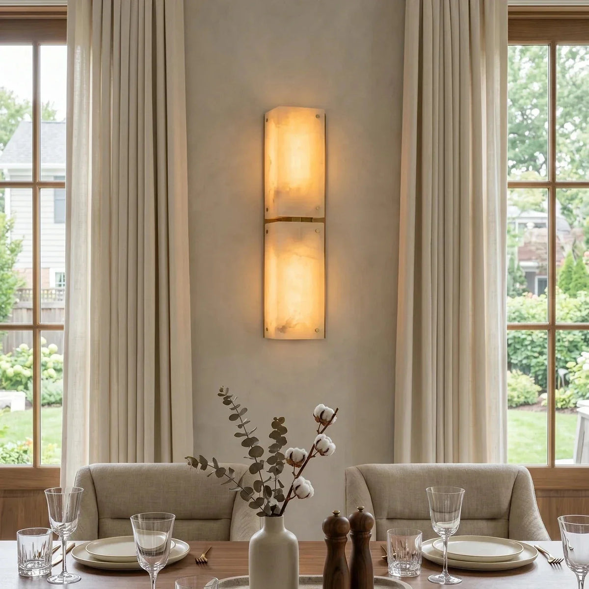 Aurelia Panel Wall Light in alabaster for Hallway by AUVIELIGHT