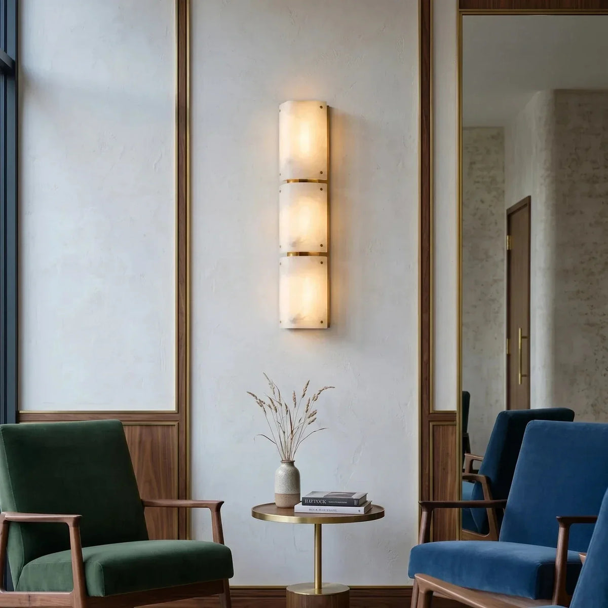Aurelia Panel Wall Light in alabaster for Hallway by AUVIELIGHT