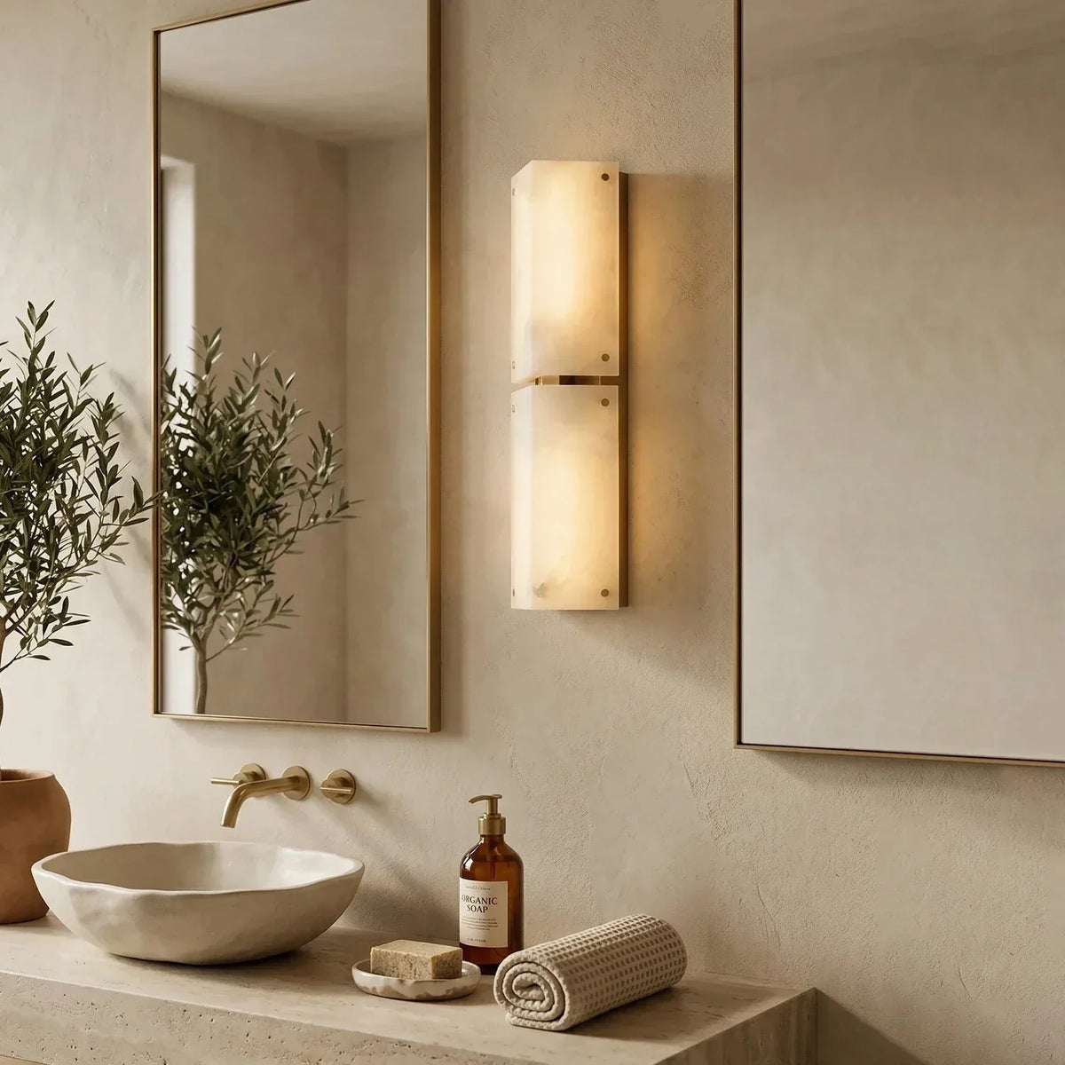 Aurelia Panel Wall Light in alabaster for Hallway by AUVIELIGHT