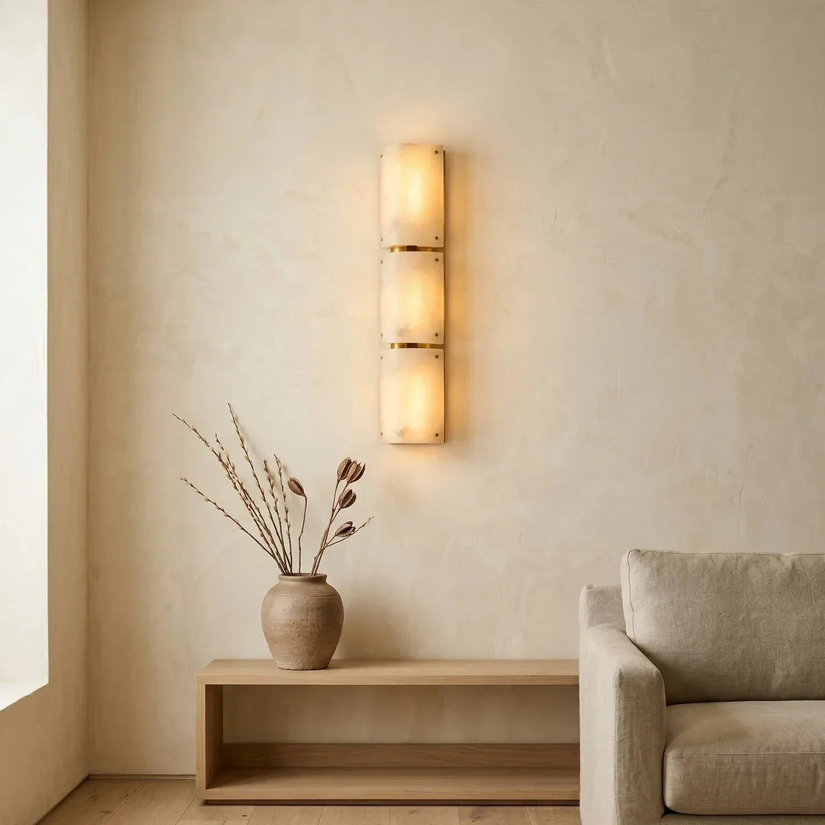 Aurelia Panel Wall Light in alabaster for Hallway by AUVIELIGHT