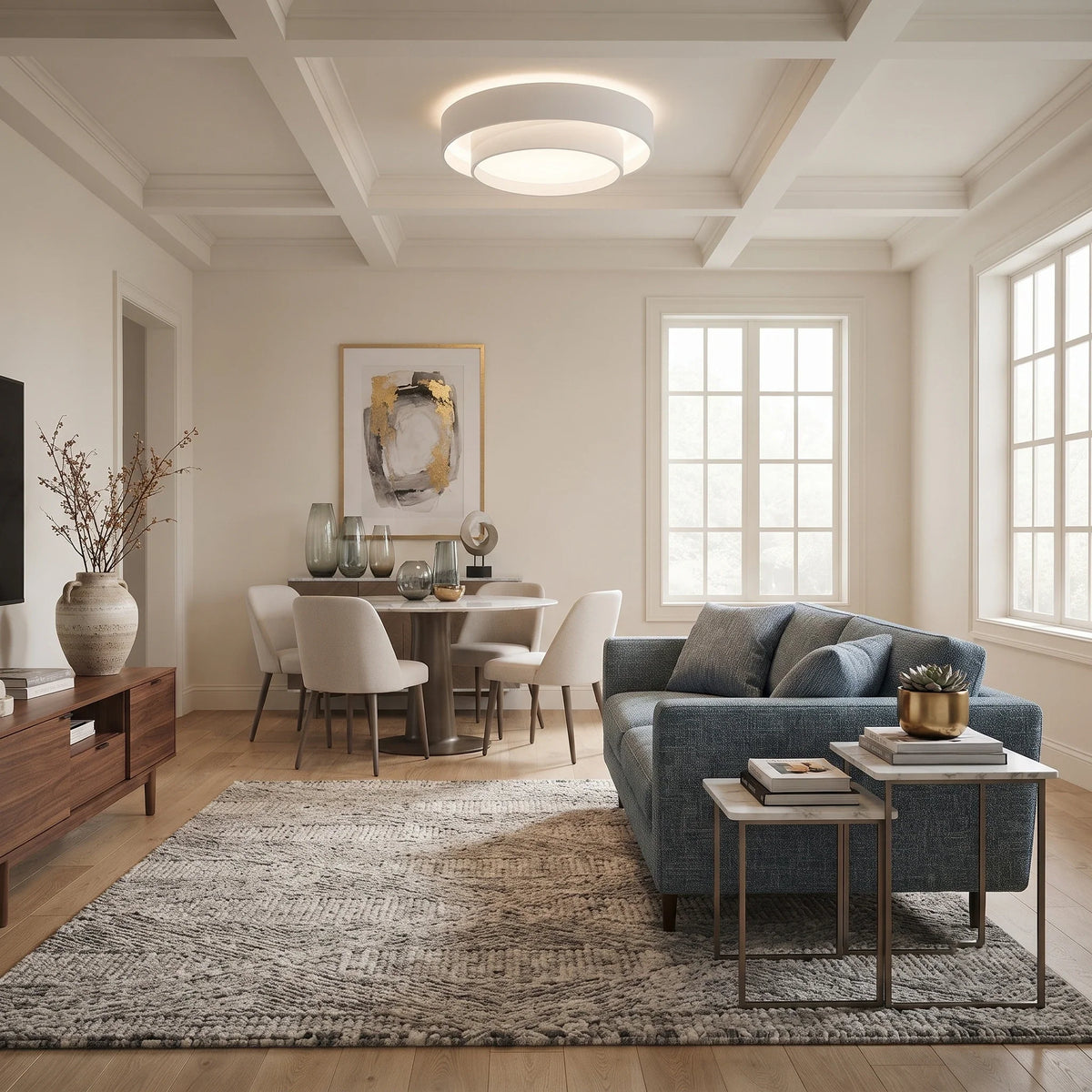 Dual Ring Flush Mount in metal for Low Ceilings by AUVIELIGHT