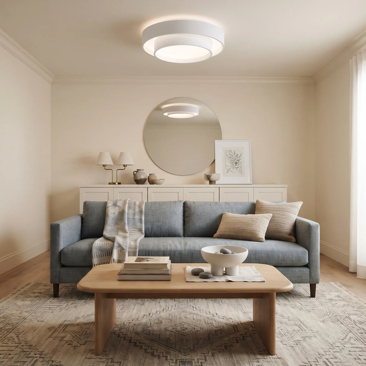 Dual Ring Flush Mount in metal for Low Ceilings by AUVIELIGHT