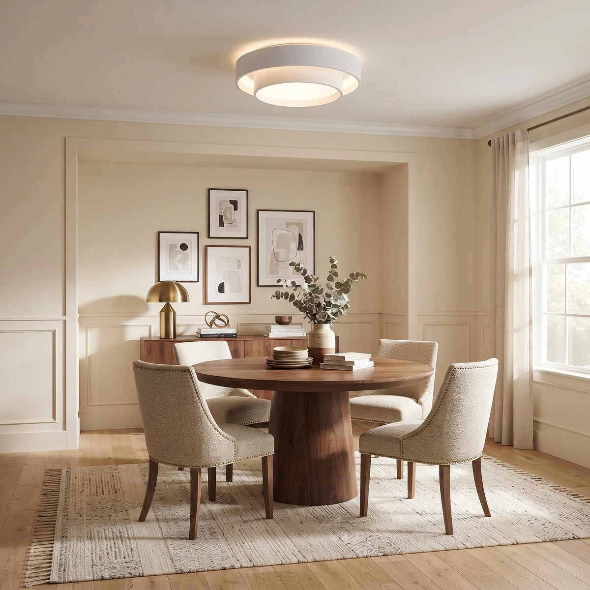 Dual Ring Flush Mount in metal for Low Ceilings by AUVIELIGHT
