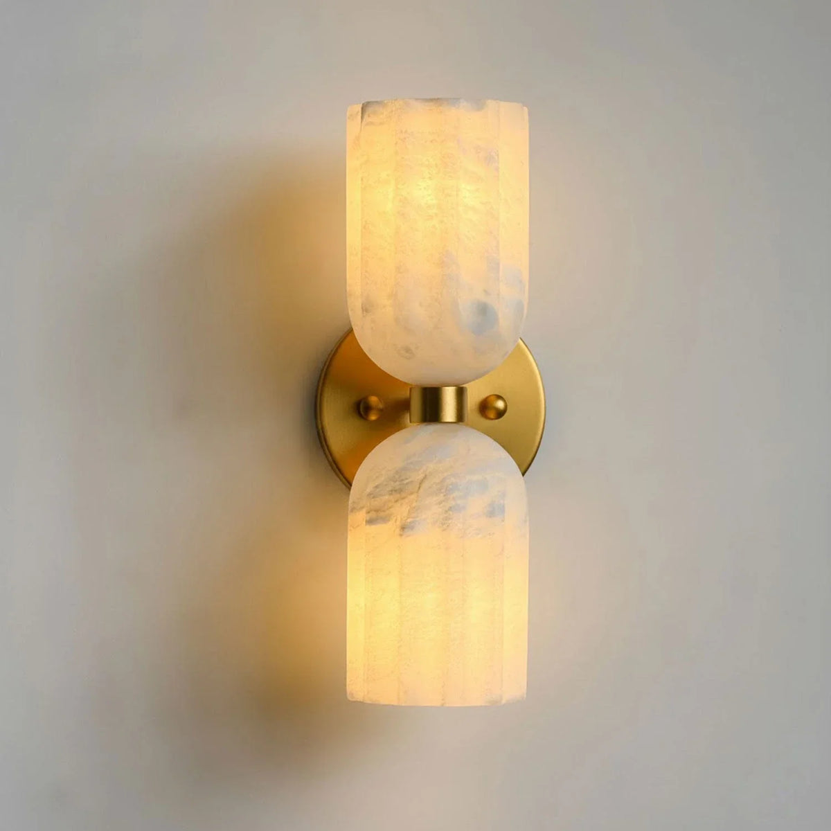 Dual Pillar Wall Sconce in alabaster for Hallway by AUVIELIGHT